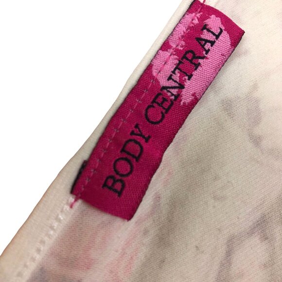 Vtg Body Central Sheath Dress Sz Small? Bodycon Multicolor Multipattern Ruched - Picture 4 of 9